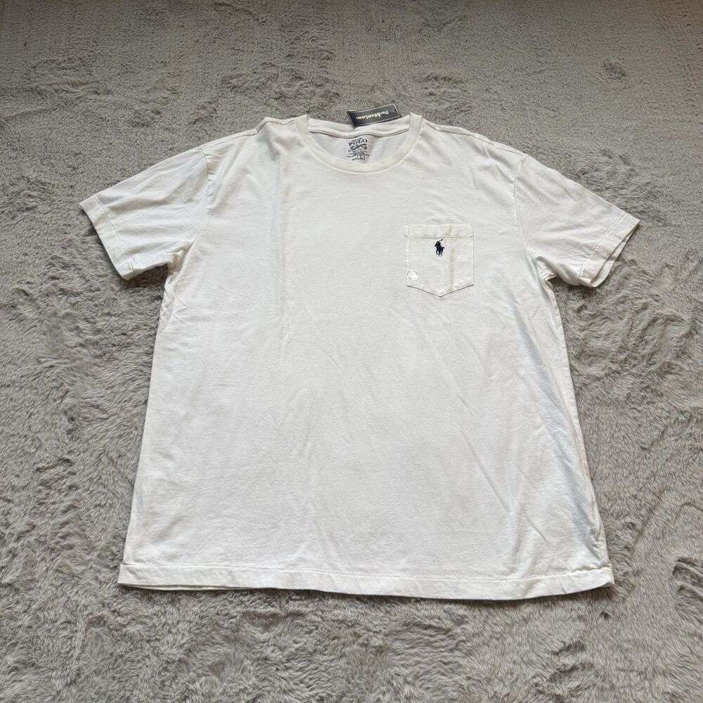 NWT POLO RALPH LAUREN WHITE POCKET PONY LOGO T-SHIRT COTTON JERSEY LARGE
